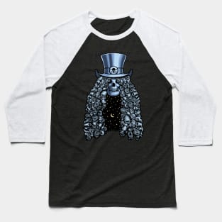 Long Hair Top Hat Skull of Rock Baseball T-Shirt